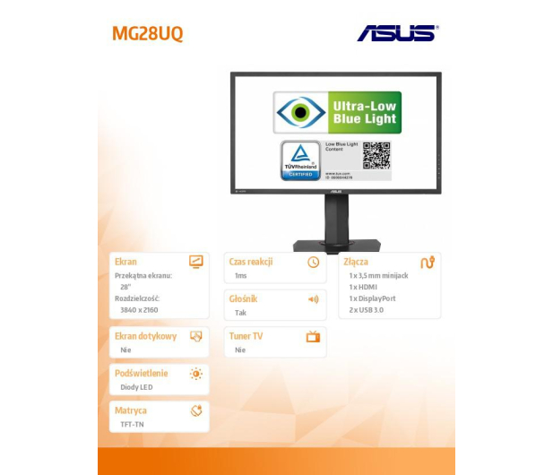 ASUS 28'' MG28UQ 90LM027C-B01170 Czarny - 1442839 - zdjęcie 5